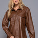 Long Slv Faux Leather Shacket