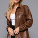 Long Slv Faux Leather Shacket