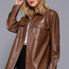 Long Slv Faux Leather Shacket