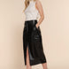 Faux Leather Midi Cargo Skirt