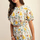 Printed elastic waistband short sleeve top