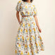 Printed long elastic waistband skirt with side pockets