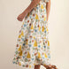 Printed long elastic waistband skirt with side pockets