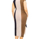 Plus knitted sleeveless colorblock waist tie dress