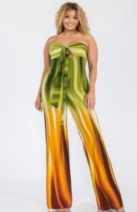 Plus Print Off Shoulder Jumpsuit