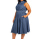 Contrast Stitch Washed Denim Shirt Dress With Belt