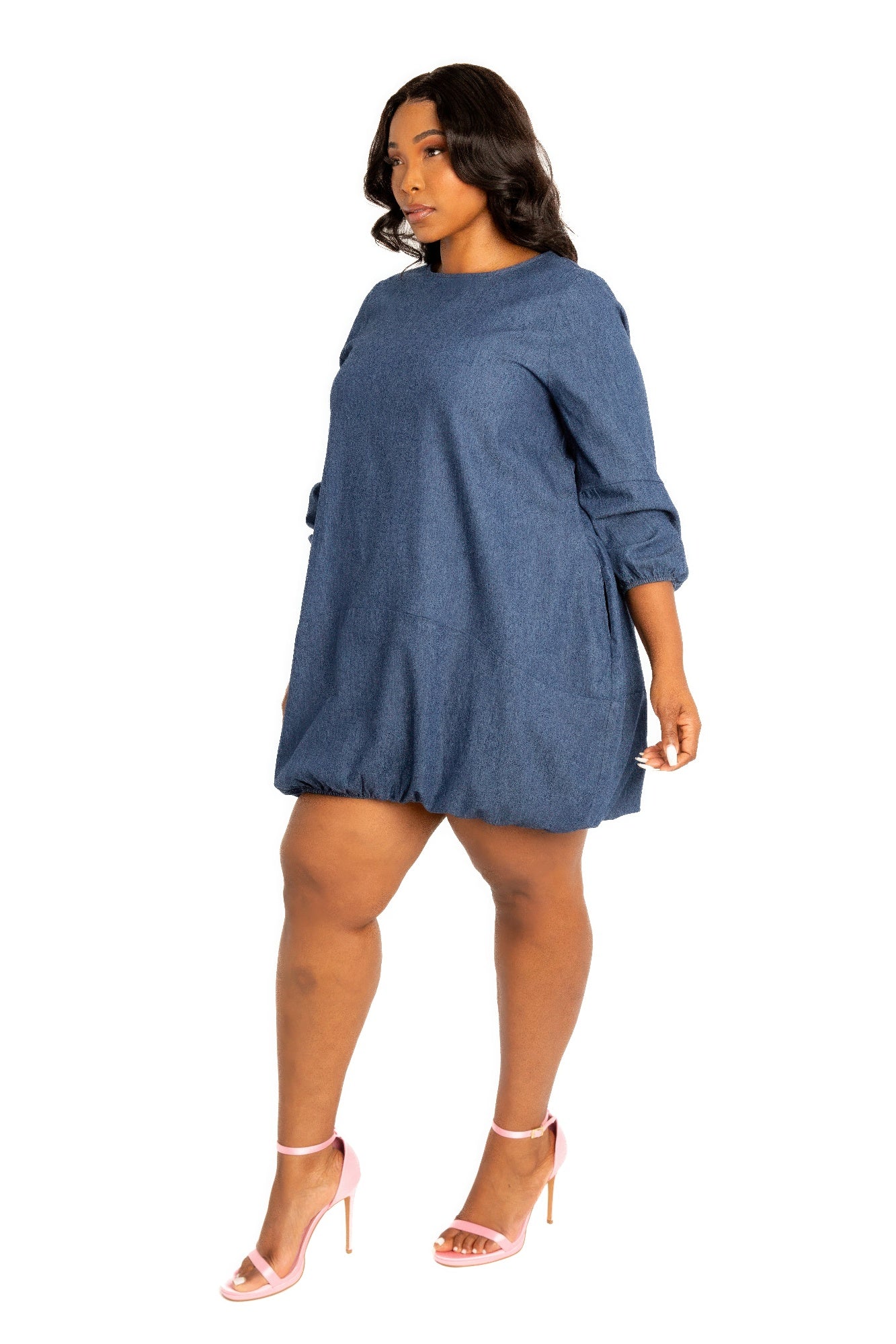 Washed Denim Bubbled Dress