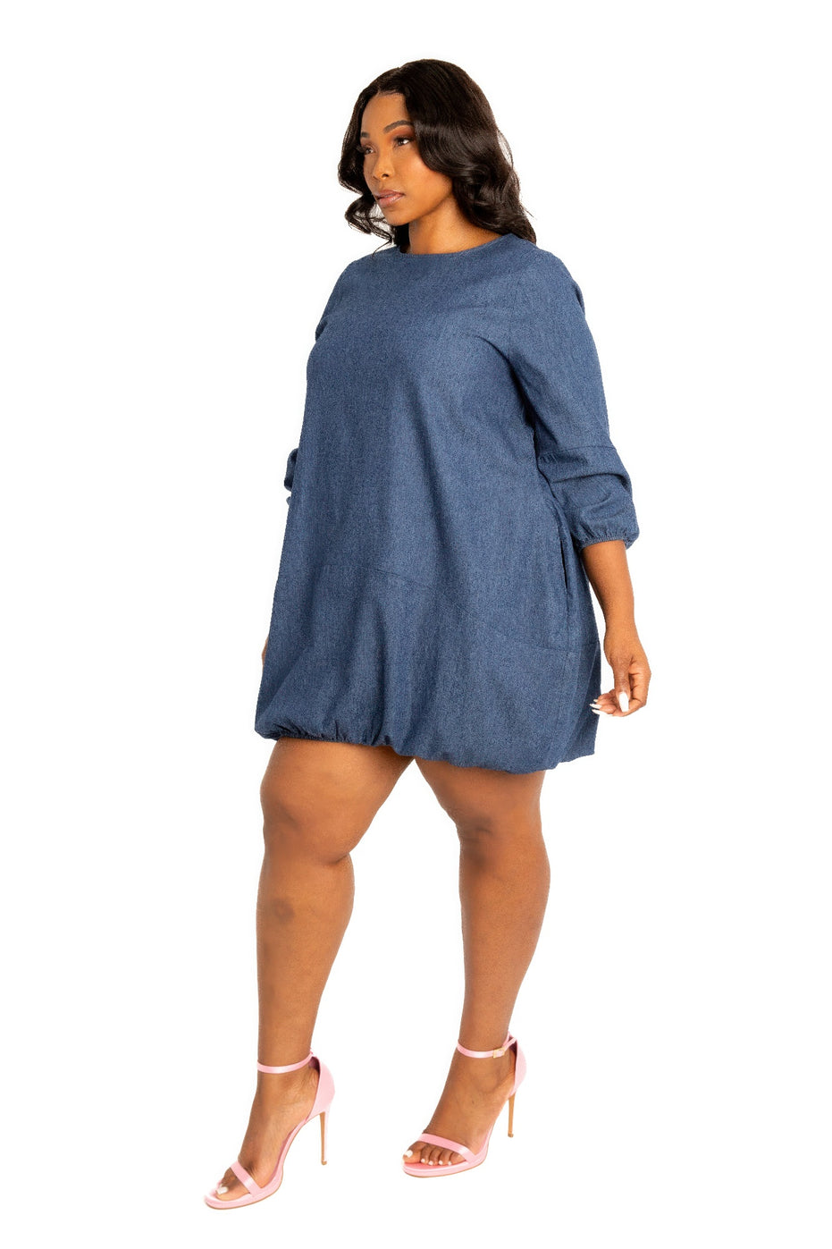 Washed Denim Bubbled Dress