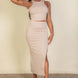 Ribbed Cropped Top and Maxi Side Slit Skirt