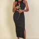 Ribbed Cropped Top and Maxi Side Slit Skirt