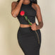 Ribbed Cropped Top and Maxi Side Slit Skirt