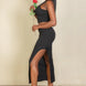 Ribbed Cropped Top and Maxi Side Slit Skirt