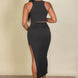 Ribbed Cropped Top and Maxi Side Slit Skirt