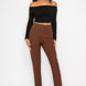 Bardot ribbed long sleeve crop top