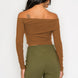 Bardot ribbed long sleeve crop top