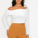 Bardot ribbed long sleeve crop top