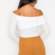 Bardot ribbed long sleeve crop top