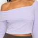 Bardot ribbed long sleeve crop top