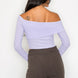Bardot ribbed long sleeve crop top