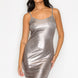 Scoop neck foil mini dress
