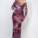 Printed mesh slit bodycon dress