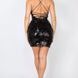 Sequin-studded crisscross back mini dress