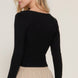 Long slv sweetheart neck seam detail knit top