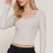 Long slv sweetheart neck seam detail knit top