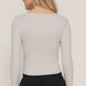 Long slv sweetheart neck seam detail knit top