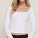 Long slv sweetheart neck seam detail knit top