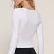 Long slv sweetheart neck seam detail knit top