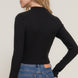 Long slv mock neck kyehole rib knit top