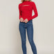 Long slv mock neck kyehole rib knit top