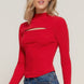 Long slv mock neck kyehole rib knit top