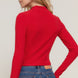 Long slv mock neck kyehole rib knit top