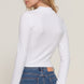 Long slv mock neck kyehole rib knit top