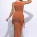 Fringe Cut Out Maxi Dress