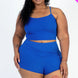 Plus Size Ribbed Cami Crop Top & Ruched Shorts Set