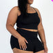 Plus Size Ribbed Cami Crop Top & Ruched Shorts Set