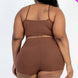 Plus Size Ribbed Cami Crop Top & Ruched Shorts Set