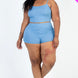 Plus Size Ribbed Cami Crop Top & Ruched Shorts Set