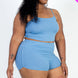 Plus Size Ribbed Cami Crop Top & Ruched Shorts Set