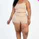 Plus Size Ribbed Cami Crop Top & Ruched Shorts Set