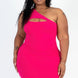 Plus Size Ribbed One Shoulder Cutout Front Casual Mini Bodycon Dress