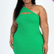 Plus Size Ribbed One Shoulder Cutout Front Casual Mini Bodycon Dress