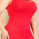 Plus Size Ribbed One Shoulder Cutout Front Casual Mini Bodycon Dress