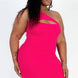 Plus Size Ribbed One Shoulder Cutout Front Casual Mini Bodycon Dress