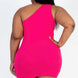 Plus Size Ribbed One Shoulder Cutout Front Casual Mini Bodycon Dress