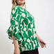 Geometric print ruffled bell sleeve woven top
