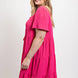 Textured woven tiered dress with tassel tie and pockets